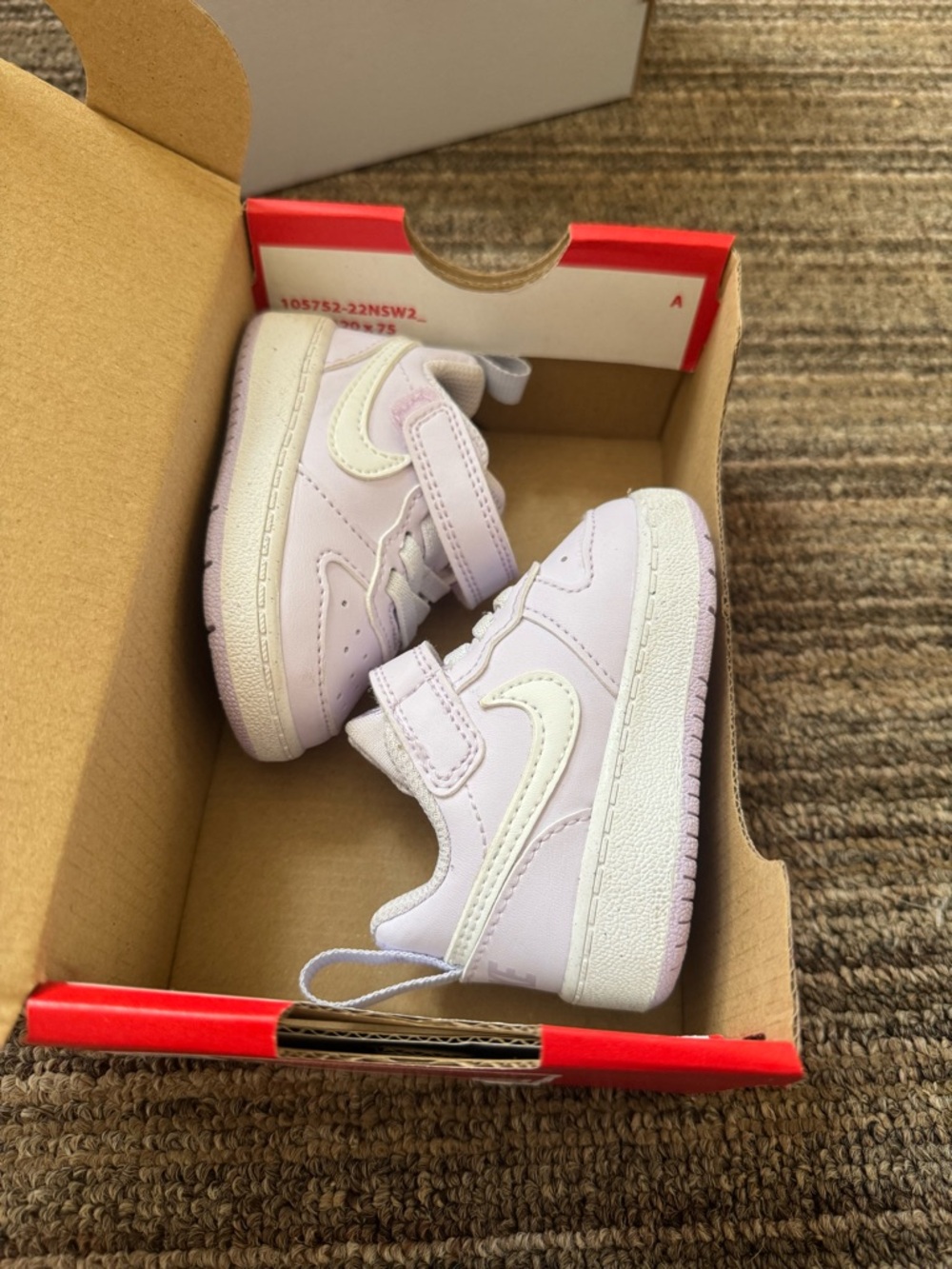 Nike Kids Light Pink and White Velcro Sneakers
